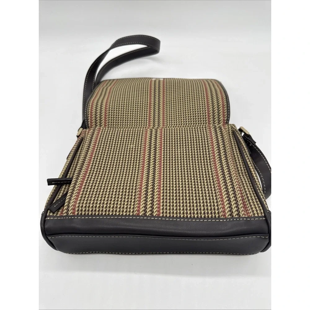 Liz Claiborne Accessories Crossbody Bag Brown Leather Multicolored With Straps